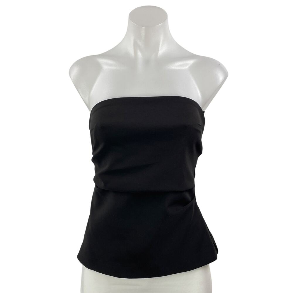 Zara Women's Black Strapless Tube Bandeau Sleeveless Peplum Blouse Top Size S